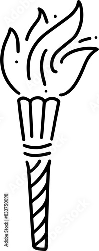 Torch Olympics sports outline doodle red orange