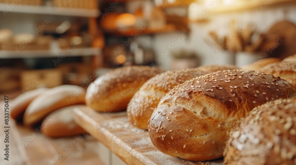 Close-Up of Freshly Baked Bread: Illustrate a close-up of freshly baked bread, with a rustic kitchen background. Close-Up of Freshly Baked Bread: Illustrate a close-up of freshly baked bread, with a rustic kitchen background.