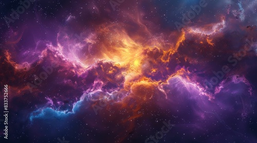 Abstract Space Nebula, A space nebula with abstract shapes and vibrant colors © DarkinStudio