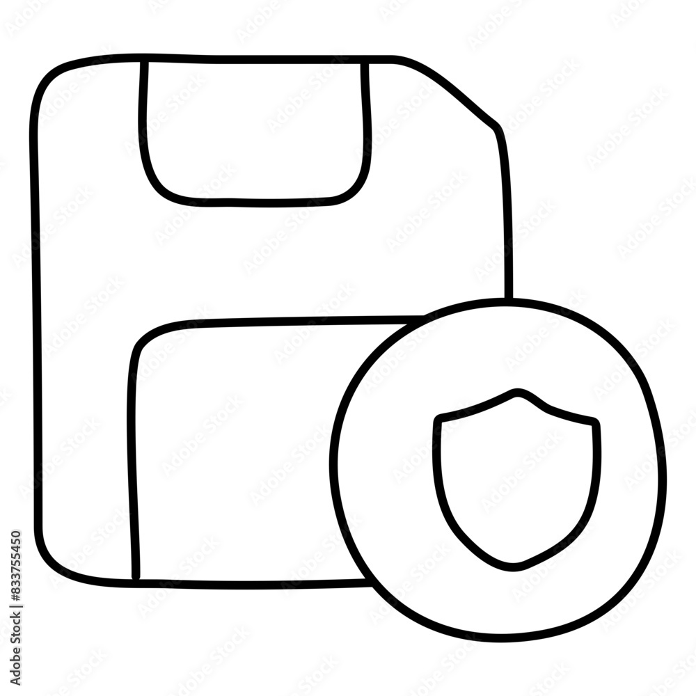 A linear design icon of secure floppy disk
A linear design icon of secure floppy disk