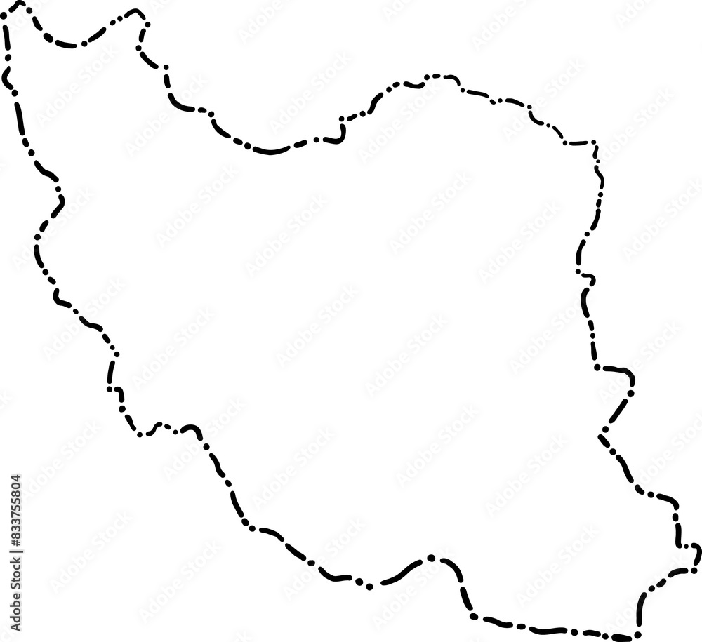 dash line doodle drawing of iran map. dash line doodle drawing of iran map.