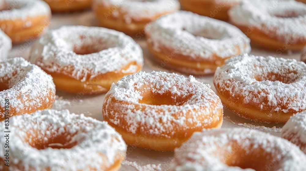 Powdered sugar coated doughnuts Powdered sugar coated doughnuts