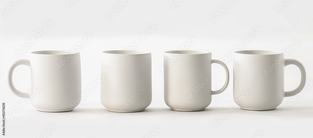 Set of white coffee cups isolated on transparent background Set of white coffee cups isolated on transparent background