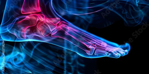 Interpreting a Medical X-ray of the Human Foot for Injuries such as Fractures or Sprains. Concept Fractured Bones, Sprained Ligaments, Diagnostic Imaging, Medical Radiography
