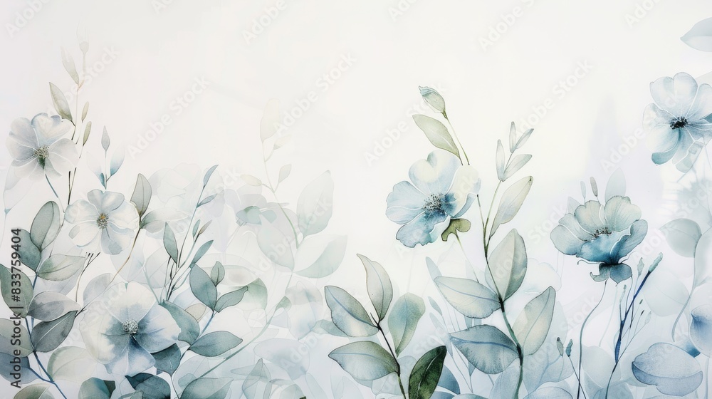 Fototapeta premium Delicate watercolor floral arrangement painting, white background.