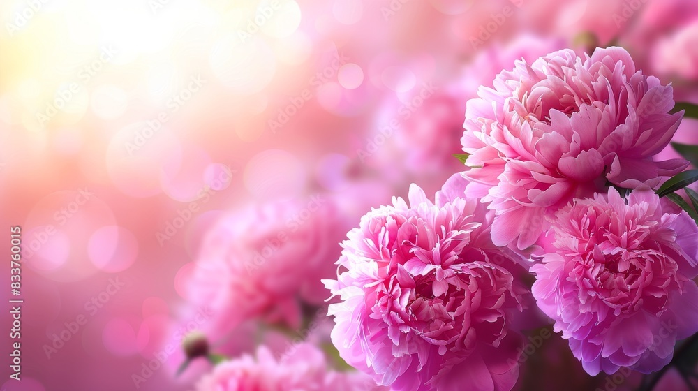 Beautiful pink peonies background image, floral banner, wallpaper. Close-up photo of pink peonies in full bloom, soft bokeh effect. Beautiful pink peonies background image, floral banner, wallpaper. Close-up photo of pink peonies in full bloom, soft bokeh effect.