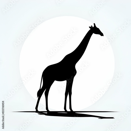 simple black silhouette of a giraffe on a white background