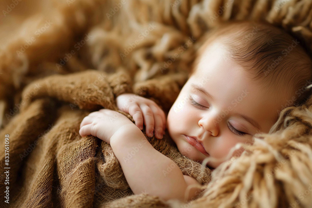 Newborn baby sleeping on a fur. Infant peacefully naps. Little treasure, dreaming baby sweet child, cozy sleep. Newborn baby sleeping on a fur. Infant peacefully naps. Little treasure, dreaming baby sweet child, cozy sleep.