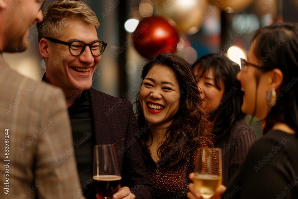 Team-building activity, colleagues, portrait, business Generative AI, candid snapshot of colleagues sharing a light moment Team-building activity, colleagues, portrait, business Generative AI, candid snapshot of colleagues sharing a light moment