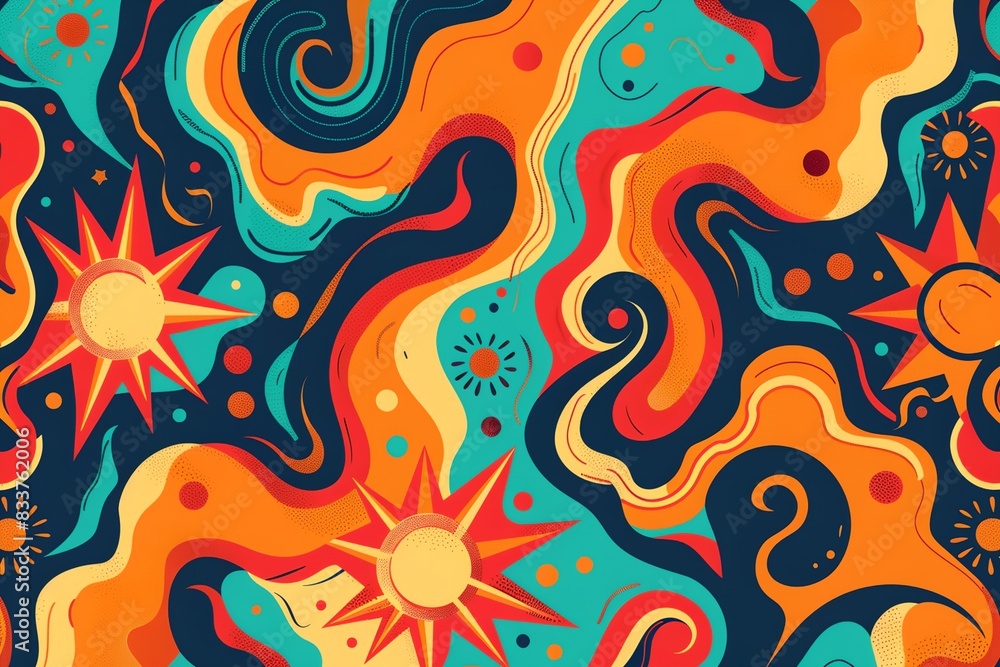 a colorful background with sun and swirls on it a colorful background with sun and swirls on it