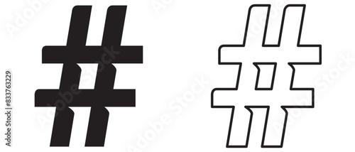 Hashtags icon vector, hashtag sign and symbol isolated on white background, black hashtag icon.vector illustration.