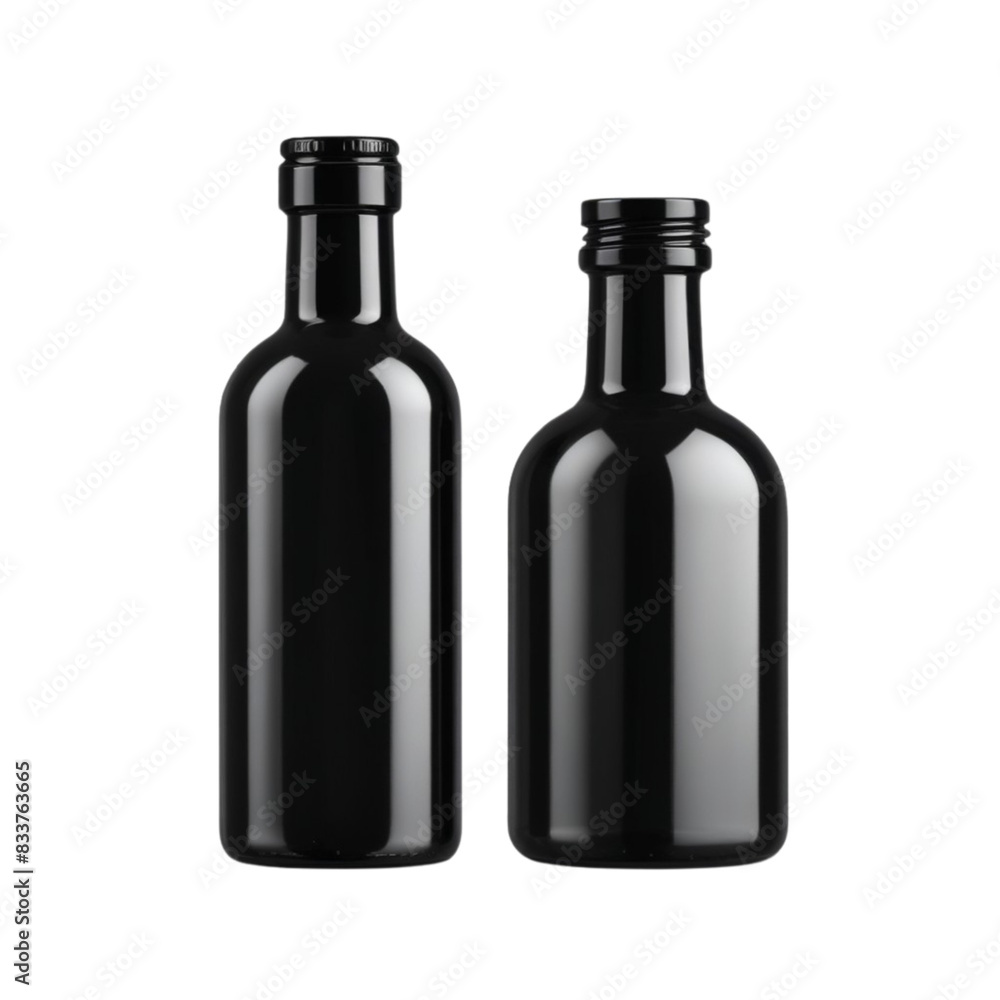 black Empty Glass Bottle on Isolated transparent background png. generated with AI black Empty Glass Bottle on Isolated transparent background png. generated with AI