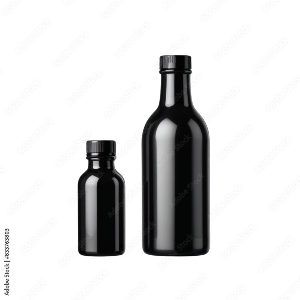 black Empty Glass Bottle on Isolated transparent background png. generated with AI black Empty Glass Bottle on Isolated transparent background png. generated with AI