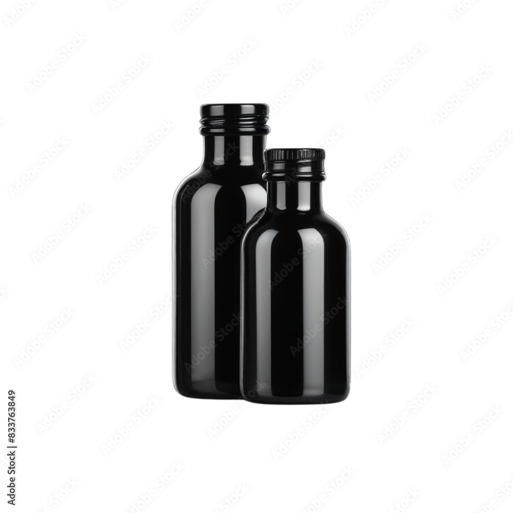black Empty Glass Bottle on Isolated transparent background png. generated with AI black Empty Glass Bottle on Isolated transparent background png. generated with AI