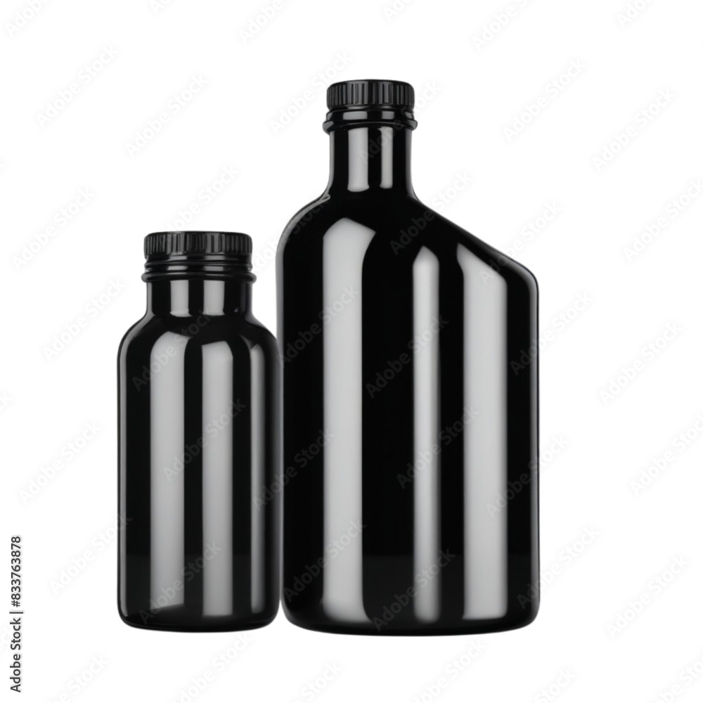 black Empty Glass Bottle on Isolated transparent background png. generated with AI black Empty Glass Bottle on Isolated transparent background png. generated with AI