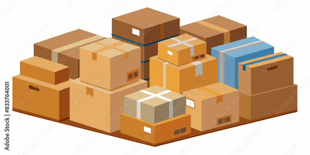Cardboard boxes isolaterd on white bckground 3d rendering Cardboard boxes isolaterd on white bckground 3d rendering