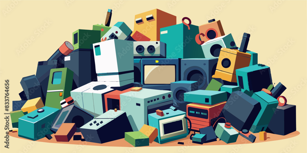 Collected and awaiting for the disposal of electronic waste, refrigerators, washing machines and others. Collected and awaiting for the disposal of electronic waste, refrigerators, washing machines and others.