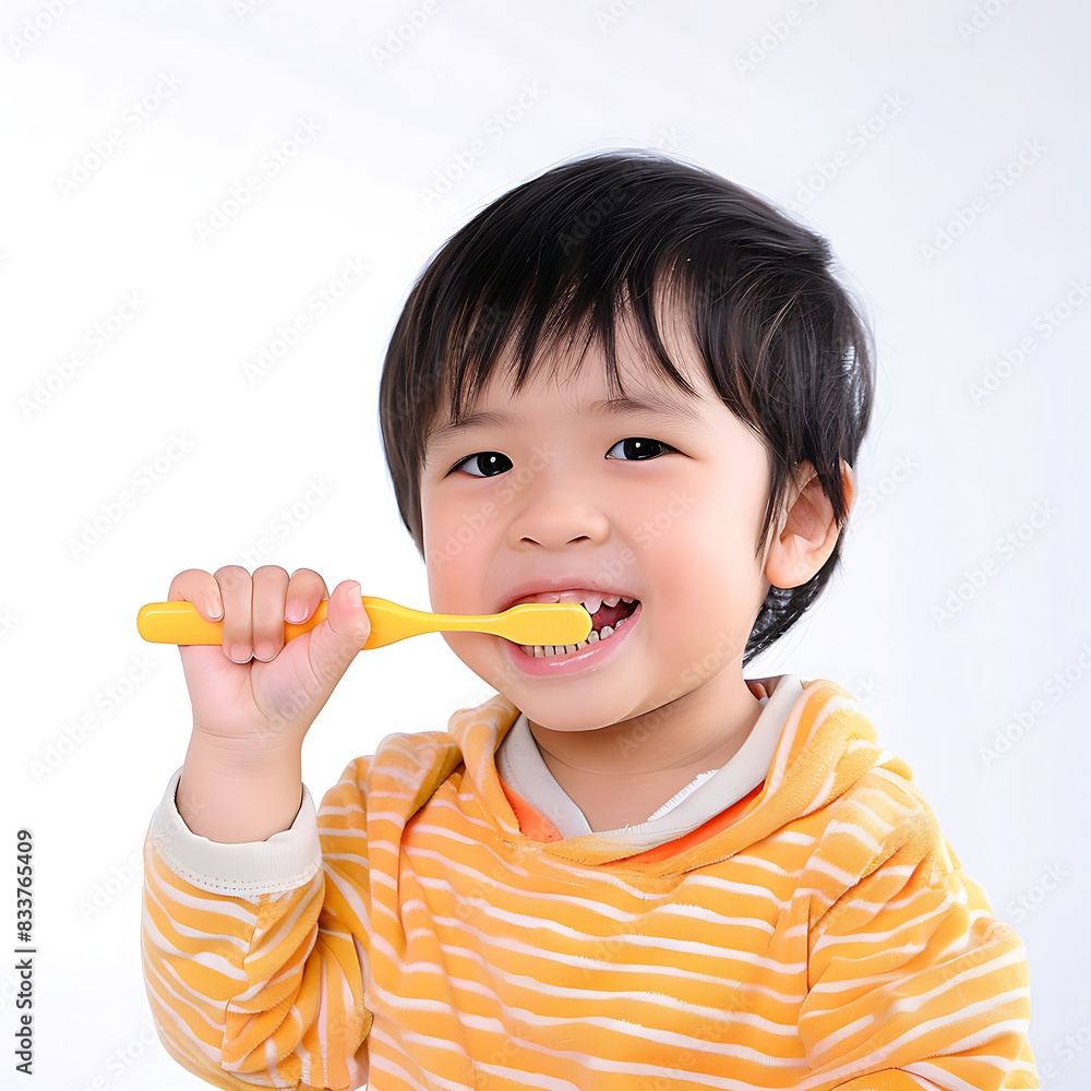 child brushing teeth Training to take care of the body of young children child brushing teeth Training to take care of the body of young children
