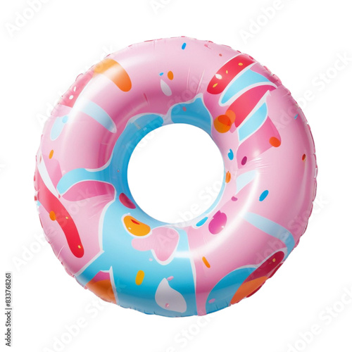 3d inflatable swimming rings. pool rubber circle top and side view on Isolated transparent background png. generated with AI