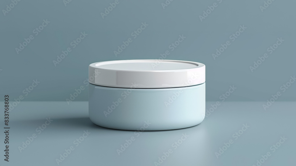 A blue and white container with a white lid A blue and white container with a white lid