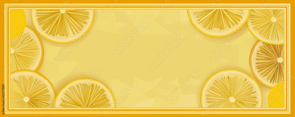 Lemon Template A rectangular lemon yellow frame with thin gold borders ...