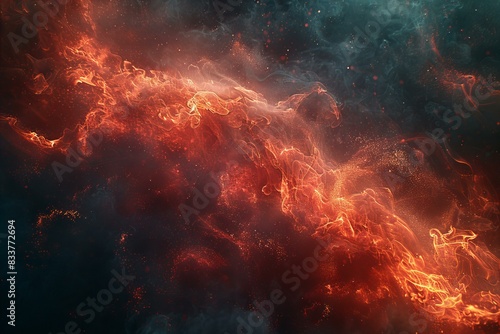 On some dark background, a large flame is shown, high quality, high resolution © Cuong