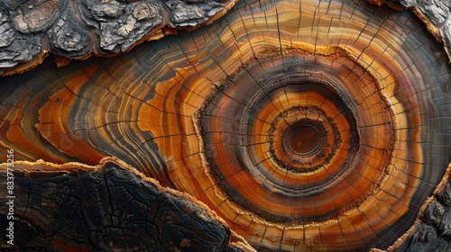 Abstract Tree Rings, Close-up images of tree rings forming intricate abstract patterns