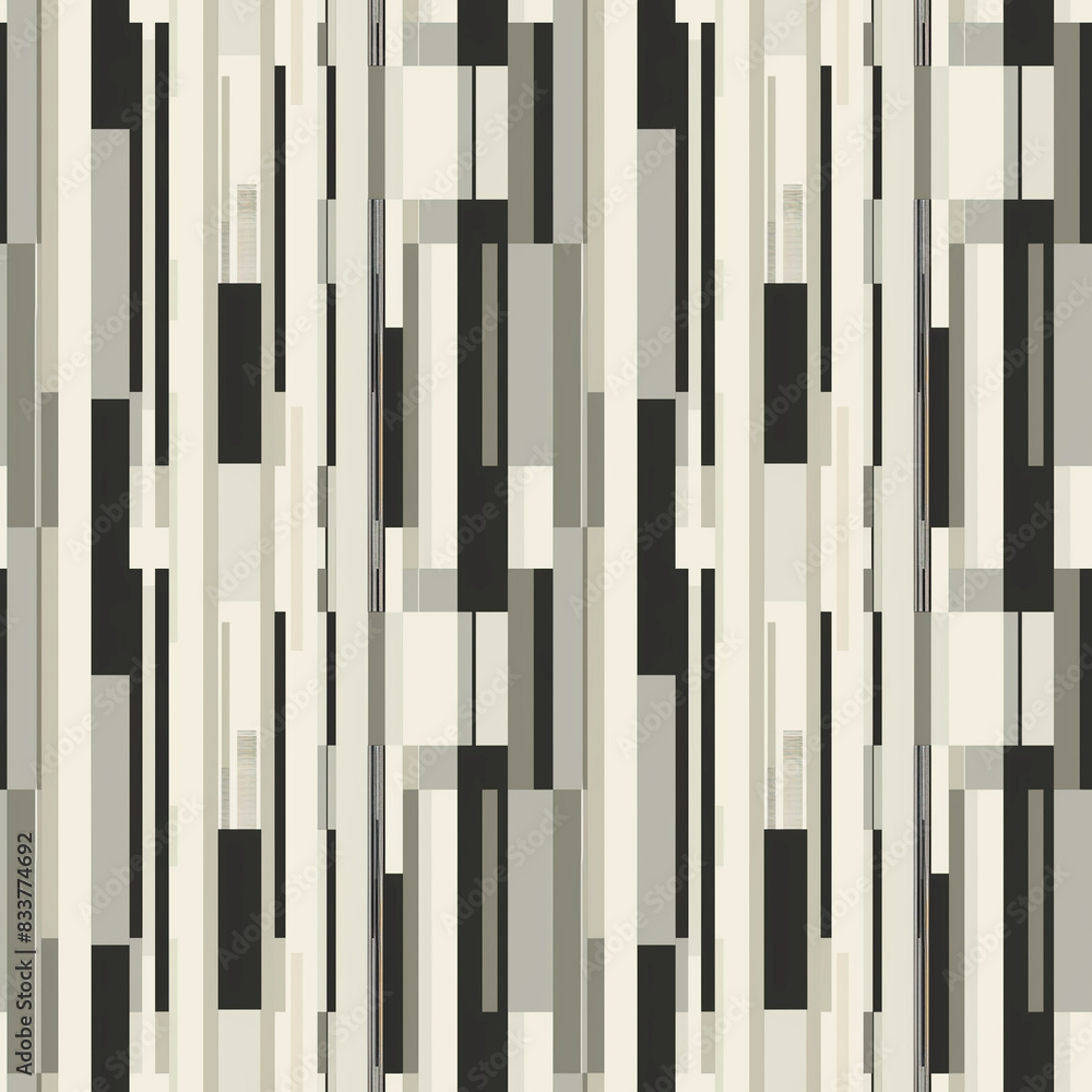 Seamless Abstract Pattern with Geometric Rectangles and Striped Textures in Monochrome Tones. Stylish and Edgy Architectural-Inspired Background Seamless Abstract Pattern with Geometric Rectangles and Striped Textures in Monochrome Tones. Stylish and Edgy Architectural-Inspired Background