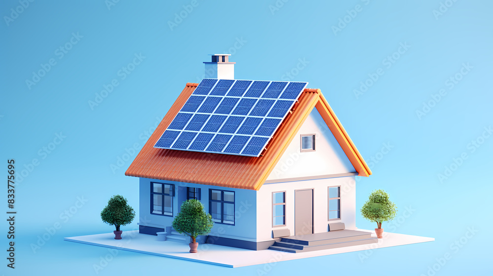 Model house with solar panels Model house with solar panels