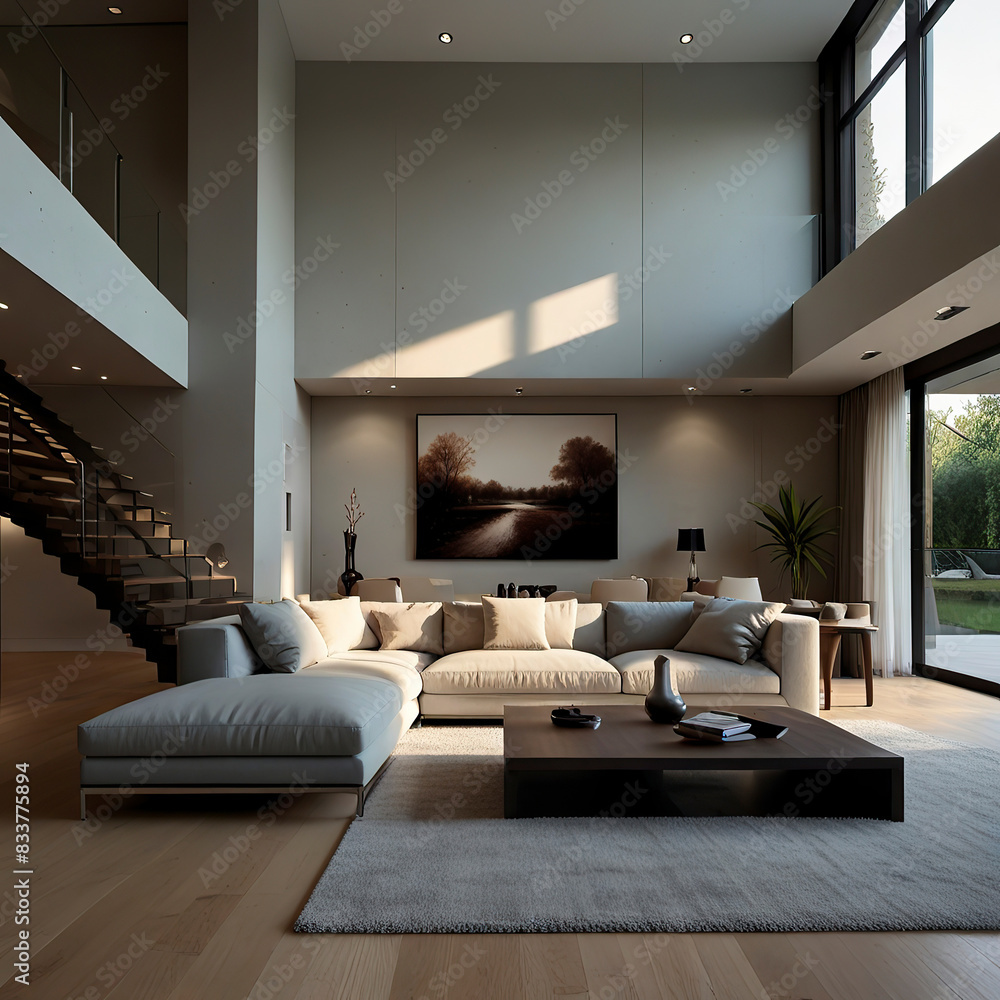 Fototapeta premium modern living room interior design with white sofa