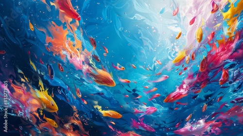 Abstract Underwater World, An underwater world with abstract shapes and vibrant colors © DarkinStudio