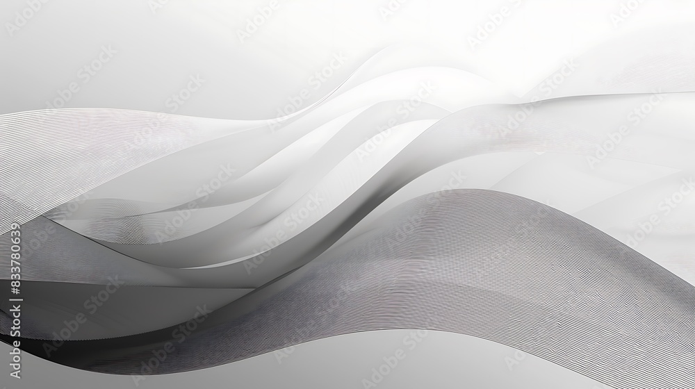 Abstract background with flowing white and grey fabric. Minimalist design with soft, smooth lines. Abstract background with flowing white and grey fabric. Minimalist design with soft, smooth lines.