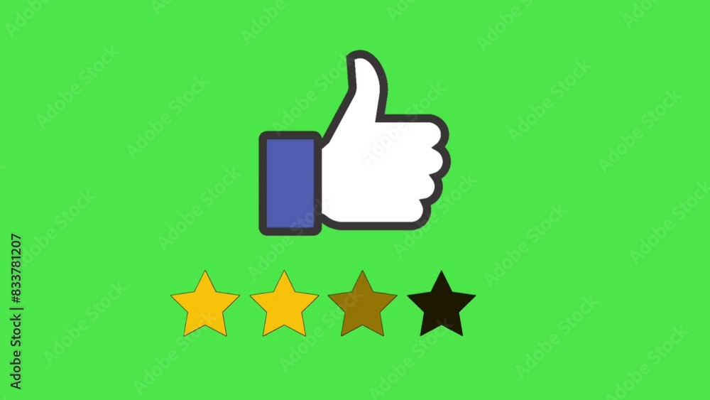 Thumbs up and five stars button animation with transparent Background with Alpha Channel Thumbs up and five stars button animation with transparent Background with Alpha Channel