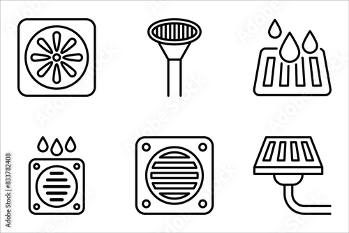Drain icon set. sewer rain water drainage vector symbol on white background