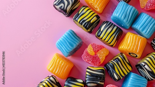 colorful licorice candies with copy space photo