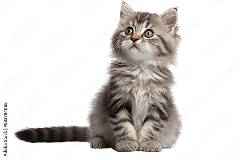 Obraz premium Cute gray kitten on a transparent background
