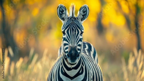 artistic designer portrait of a majestic zebra in its natural habitat celebrating wildlife and biodiversity