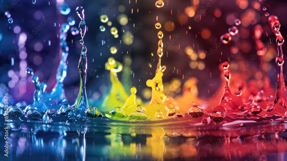 Vibrant and Colorful Close-up of Rainbow Paint Splashes Vibrant and Colorful Close-up of Rainbow Paint Splashes