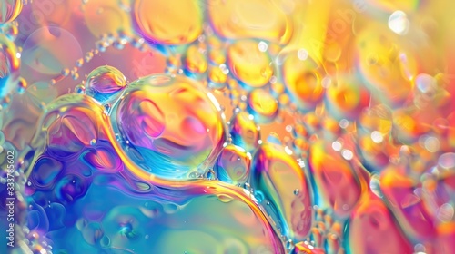 Colorful Rainbow Soap Bubbles Close-Up Macro Lens Photography Illustration
