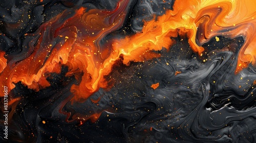 Abstract Volcanic Ash, Dynamic patterns inspired by volcanic ash with high contrast and vibrant colors photo