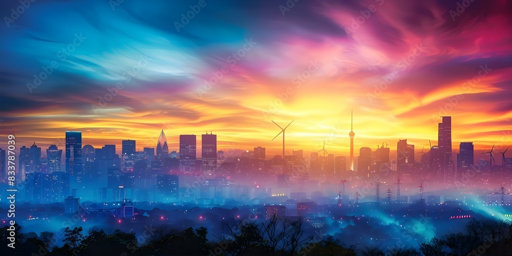 Sustainable City: Harnessing Renewable Energy for a Greener Future. Concept Renewable Energy, Sustainable Development, Green Infrastructure, Environment Conservation, Urban Planning