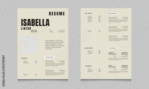 Simple and Clean Resume / Curriculum Vitae Layout in two page