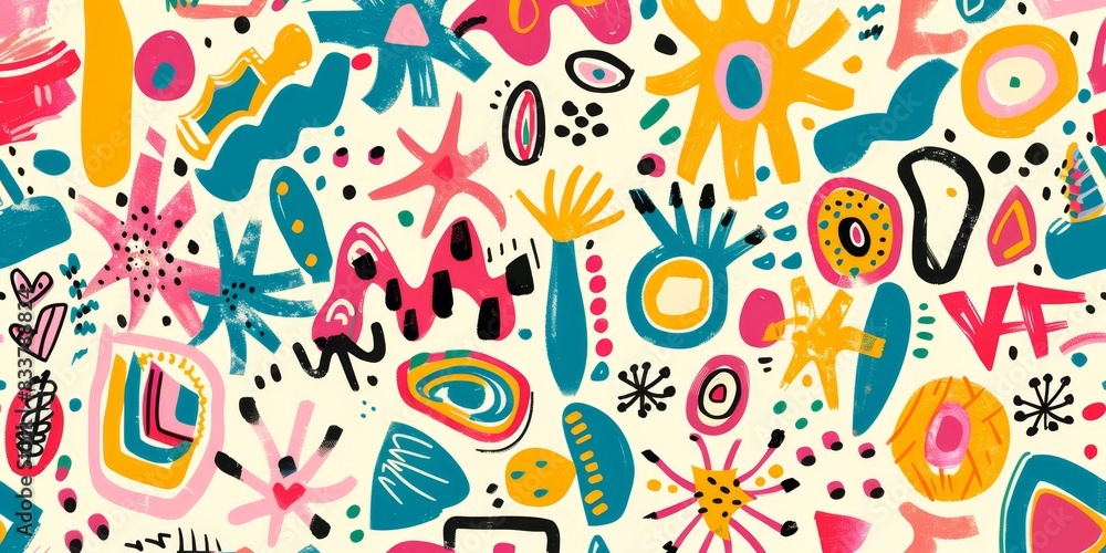 Whimsical Abstract Pattern With Colorful Shapes and Geometric Designs Whimsical Abstract Pattern With Colorful Shapes and Geometric Designs