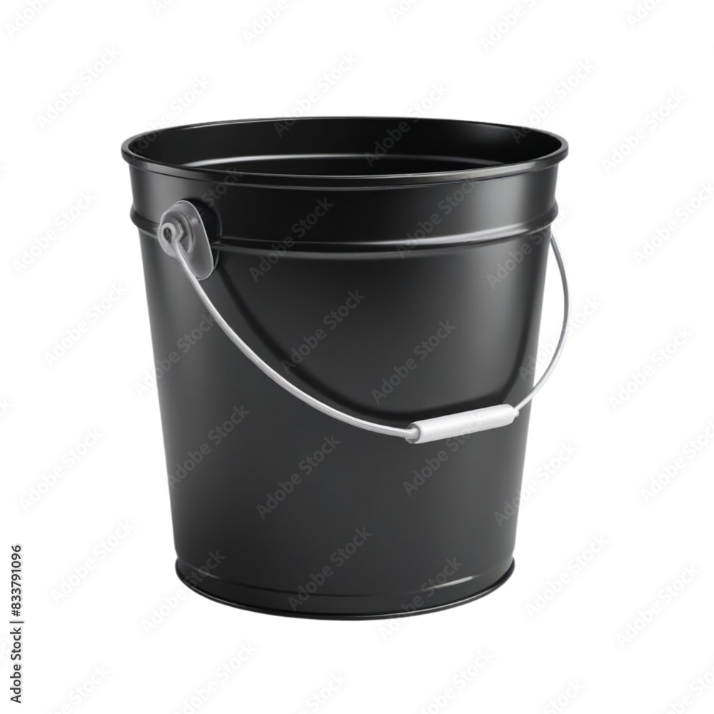 Front view of empty unpainted black plastics bucket on Isolated transparent background png. generated with AI Front view of empty unpainted black plastics bucket on Isolated transparent background png. generated with AI
