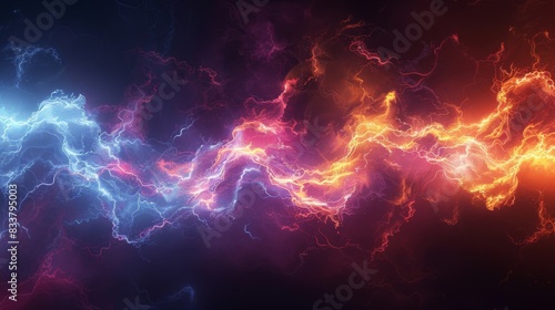 Abstract Lightning Bolts, Dynamic representations of lightning bolts with exaggerated colors and shapes photo