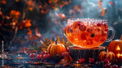 Create a background with a Halloween punch bowl and space for text photo