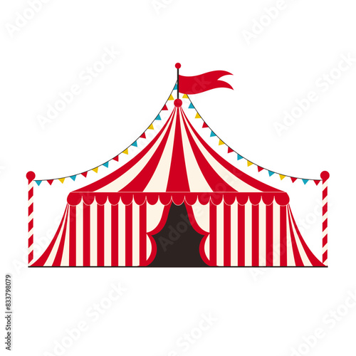 Circus tent icon. Funfair and carnival symbol. Vector illustration.