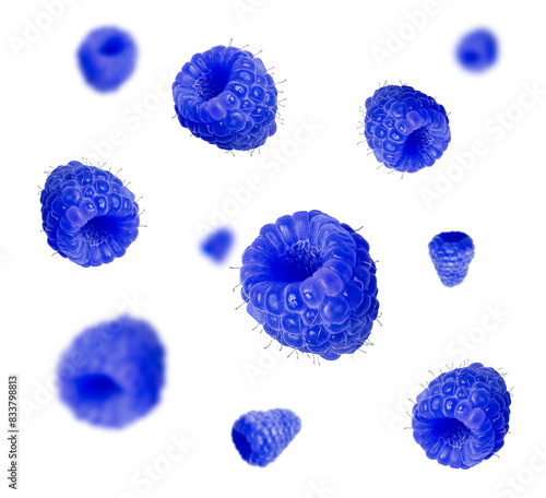 Close-up of blue raspberries on transparent background

