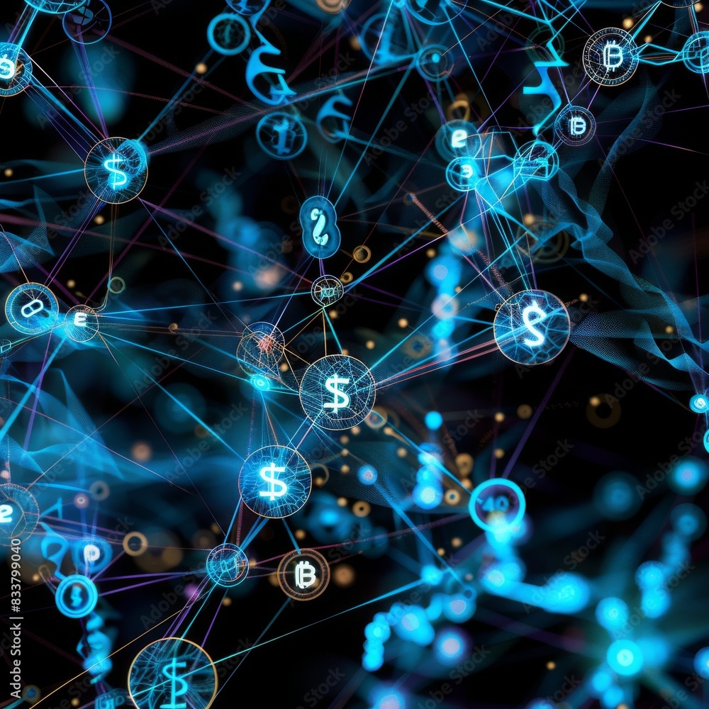 An intricate web of interconnected devices and currency symbols, rendered in a dynamic and engaging manner to symbolize the complexity and efficiency of the digital economy An intricate web of interconnected devices and currency symbols, rendered in a dynamic and engaging manner to symbolize the complexity and efficiency of the digital economy