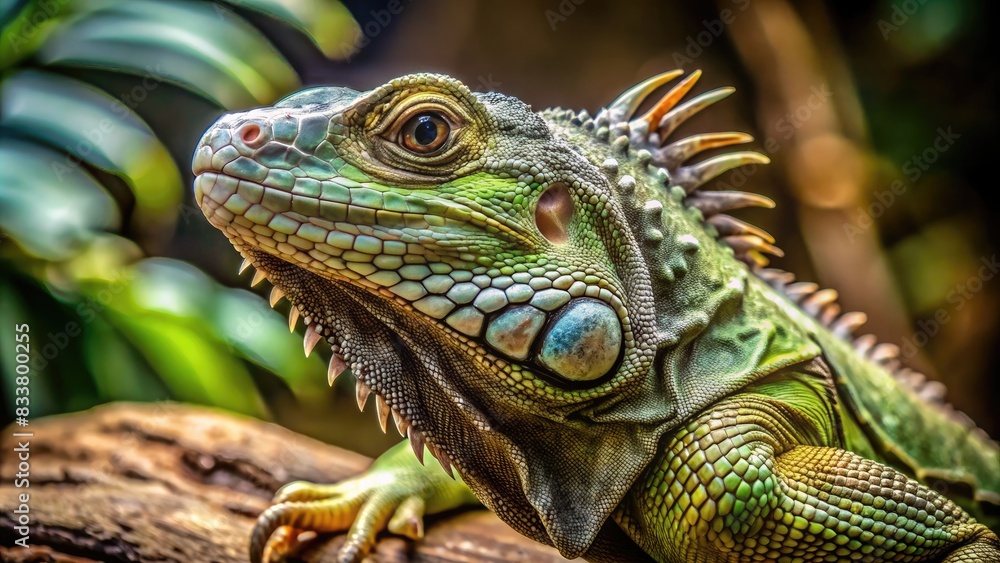 Close Up of Lizard on Tree Branch. Generative AI Close Up of Lizard on Tree Branch. Generative AI